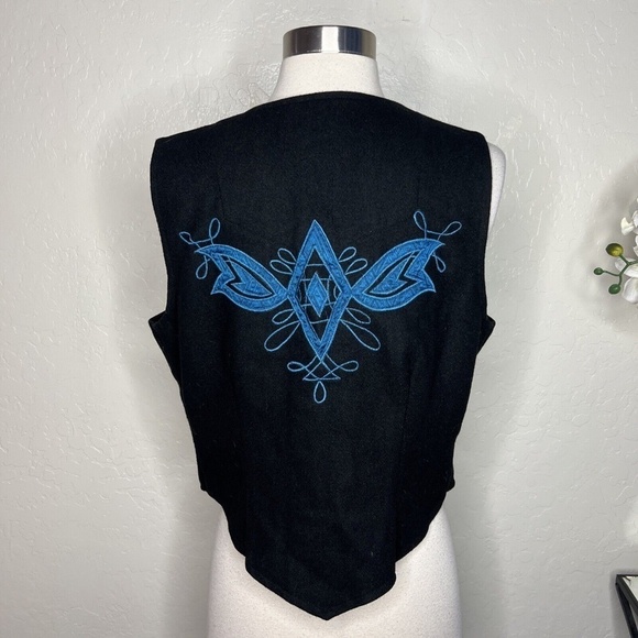 VINTAGE Adobe Rose Vest Womens Wool Blend Western Button Up 90s - Picture 3 of 6